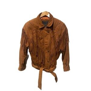Vintage Brown Leather Fringe Jacket